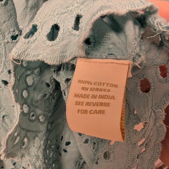 Women's Teal Eyelet Cynthia Rowley Blouse Large - Picture 5 of 8